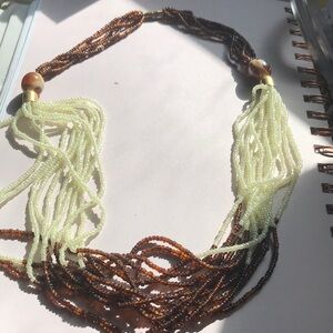 Elegant Beaded Necklace in Cream and Brown